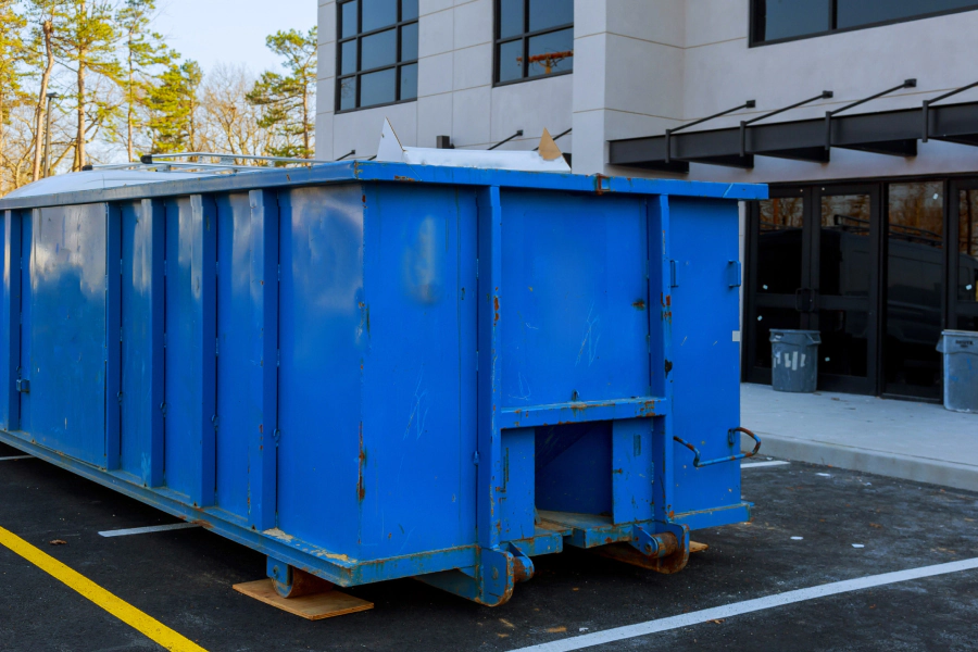 dumpster on a commercial space