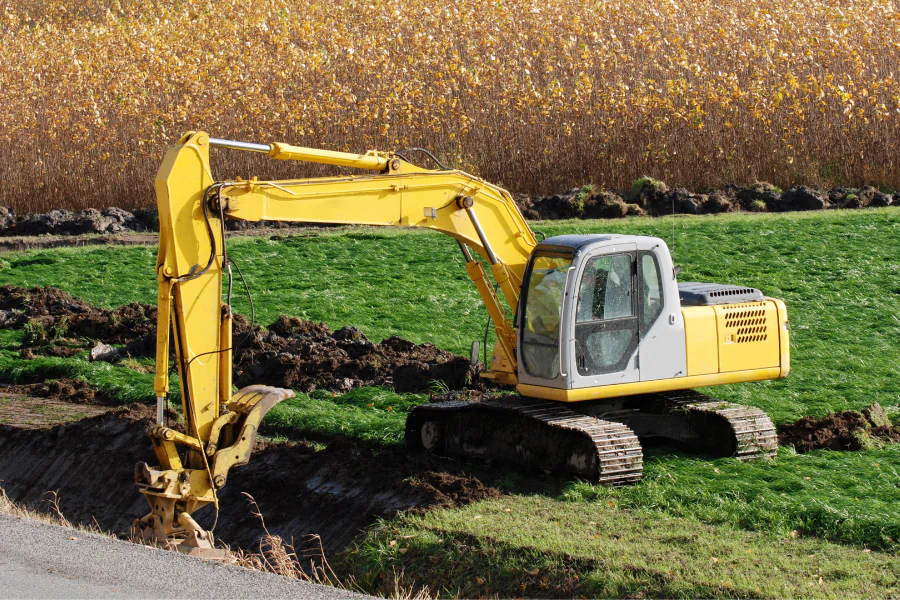 excavation of drainage around farm